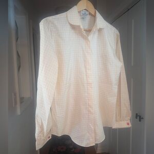 Vintage Cream and Red Plaid Button Down Shirt
